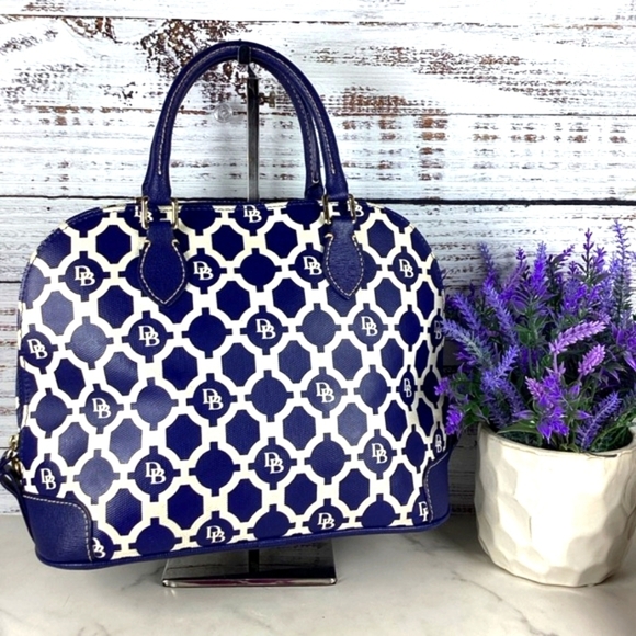 Dooney & Bourke Sanibel Blue and White coastal hand Bag beach vacation purse - Picture 11 of 16